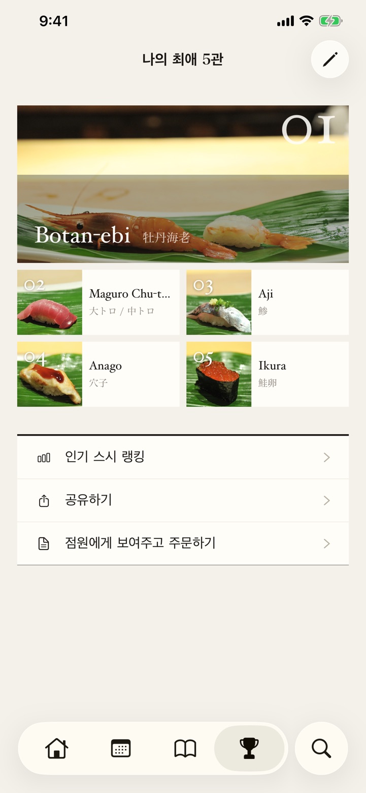 최애 5관과 랭킹